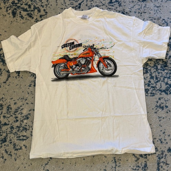 Vintage single stitch 1993 Custom Chrome Motorcycle T shirt X Large Hanes - Picture 5 of 9